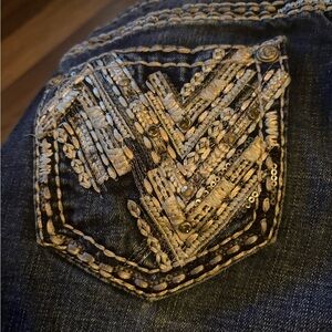 Grace Dark Blue Jeans with Gold Embroidery